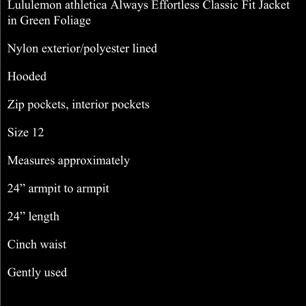 lululemon athletica Always Effortless Green Utility Hooded Jacket - 12 - Picture 7 of 9